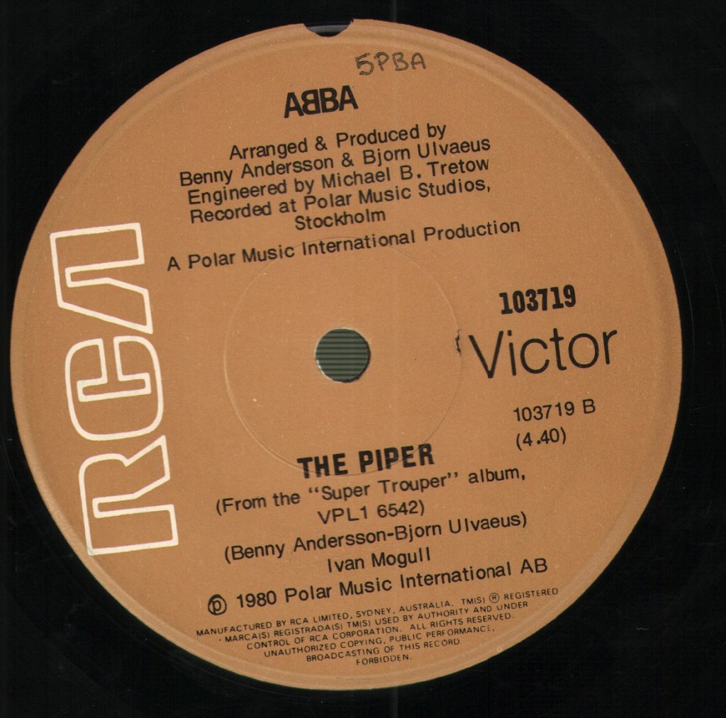 ABBA - On And On And On / The Piper - 7 Inch