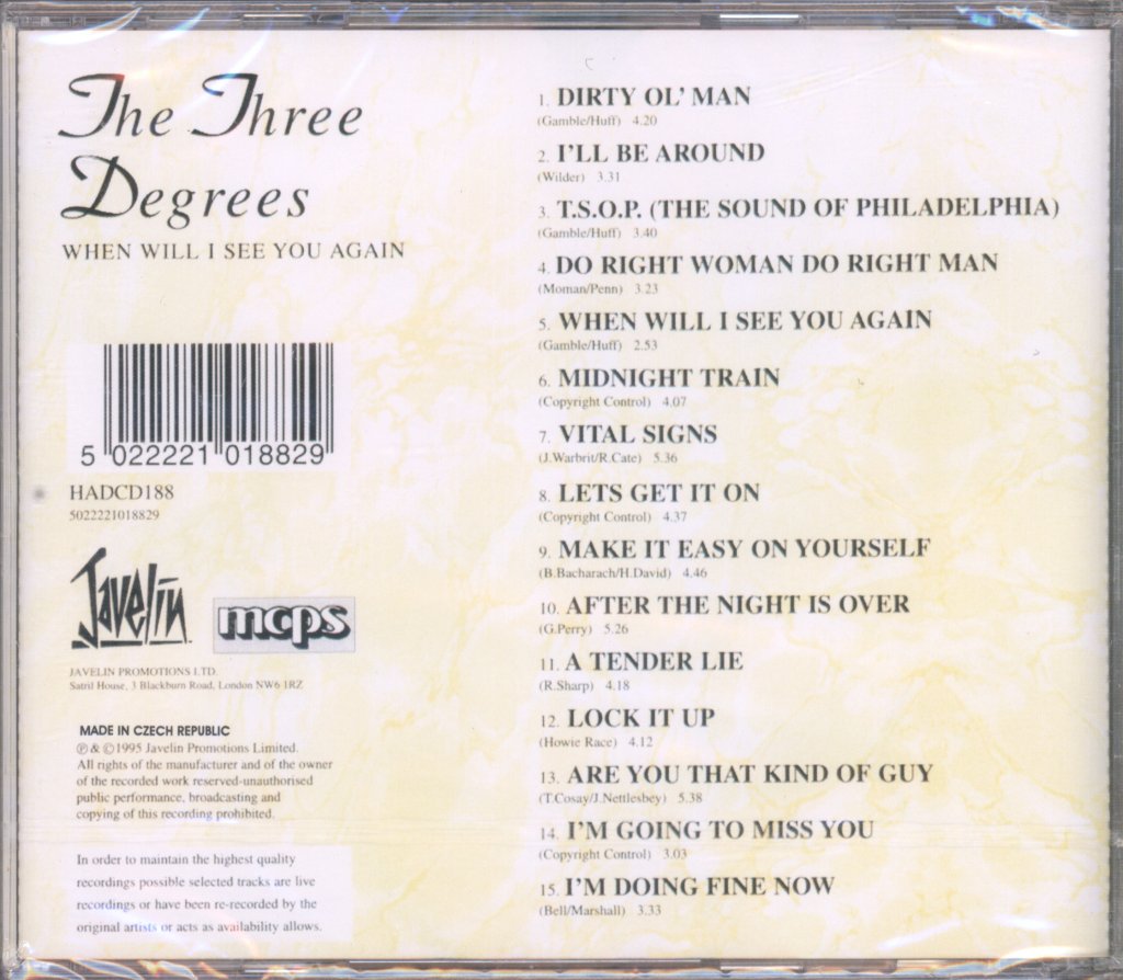 Three Degrees - When Will I See You Again - Cd