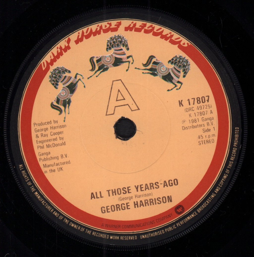 George Harrison - All Those Years Ago - 7 Inch