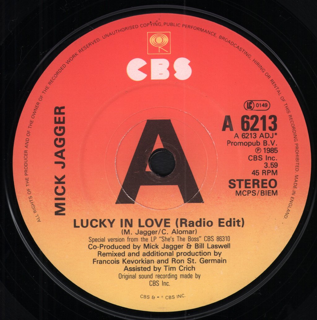 Mick Jagger - Lucky In Love - 7 Inch