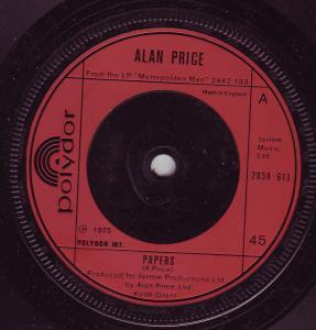 Alan Price - Papers - 7 Inch