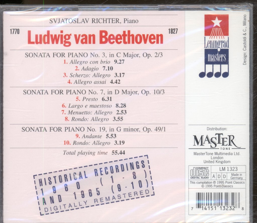 Sviatoslav Richter - Beethoven - Piano Sonatas Nos. 3, 7 & 19 - Cd