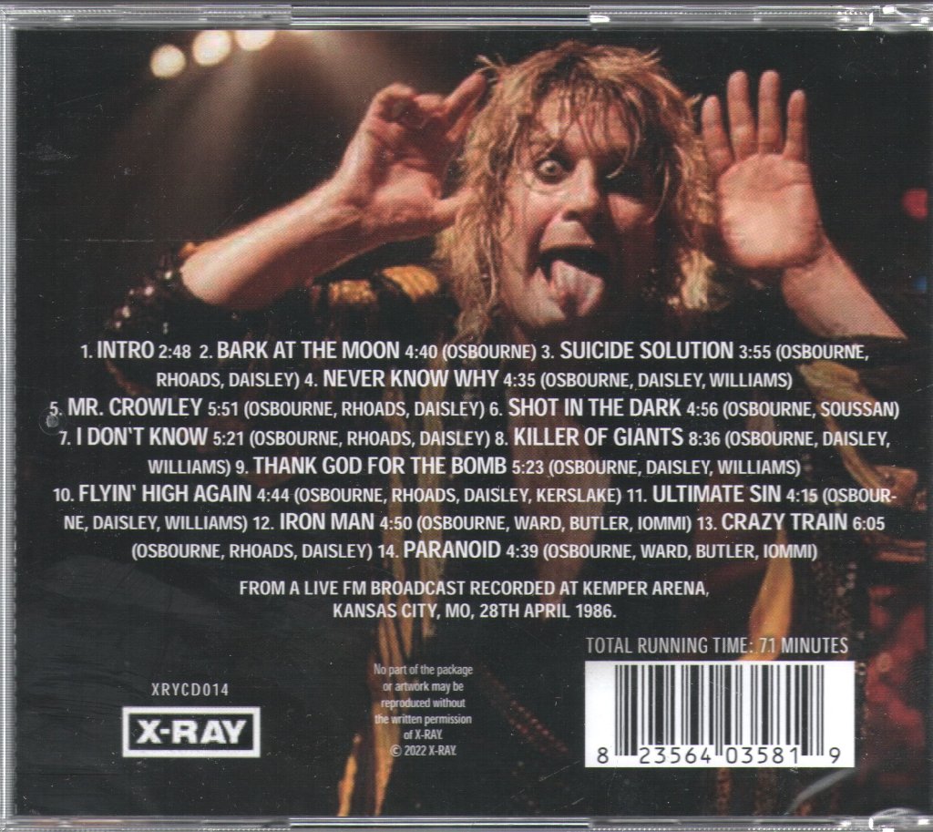 Ozzy Osbourne - Kansas City 1986 - The Classic Missouri Broadcast - Cd