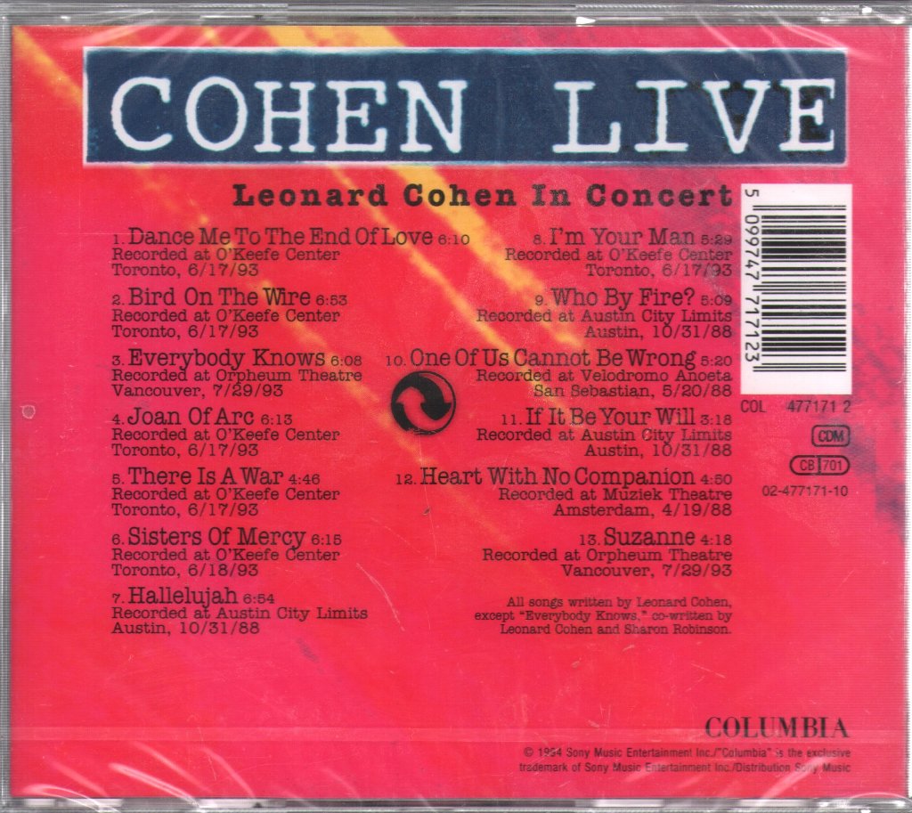 Leonard Cohen - Cohen Live (Leonard Cohen In Concert) - Cd