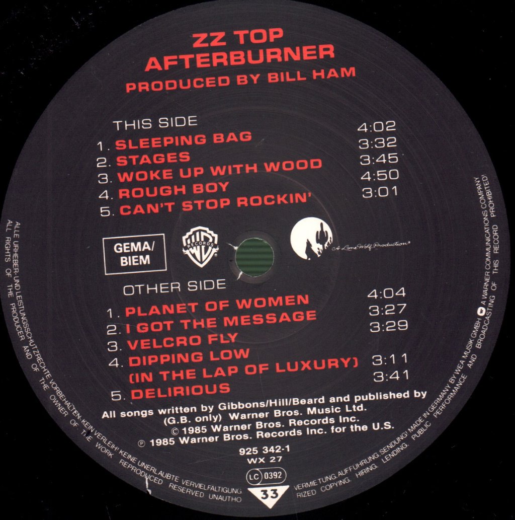 ZZ Top - Afterburner - Lp