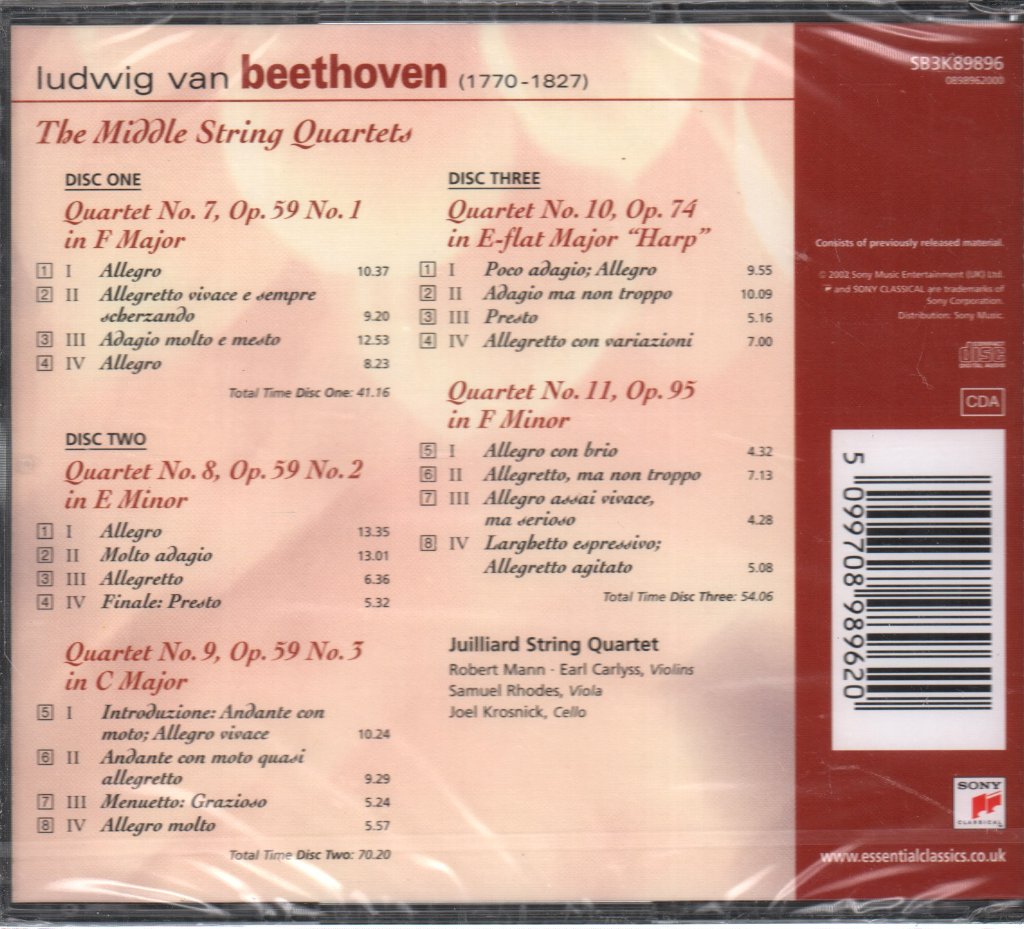 Ludwig Van Beethoven - Middle String Quartets - Triple Cd