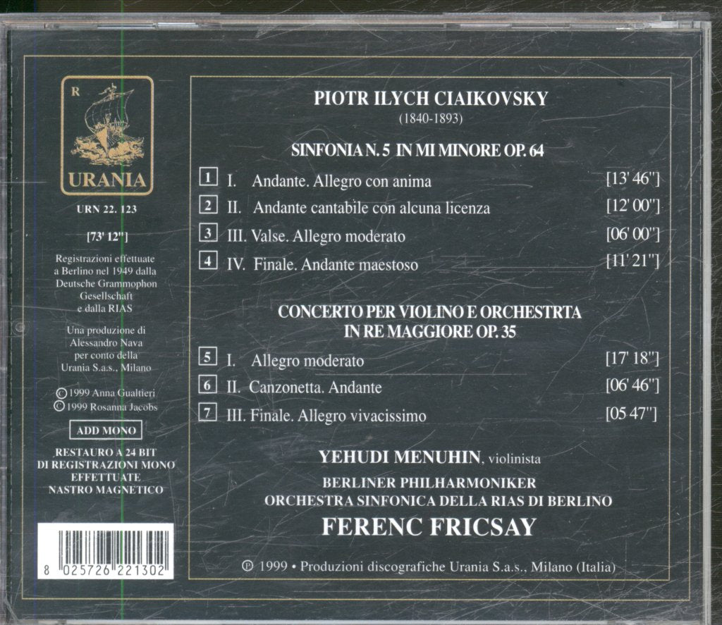 Yehudi Menuhin / Ferenc Fricsay - Ciaikovsky - Sinfonia N 5 - Cd