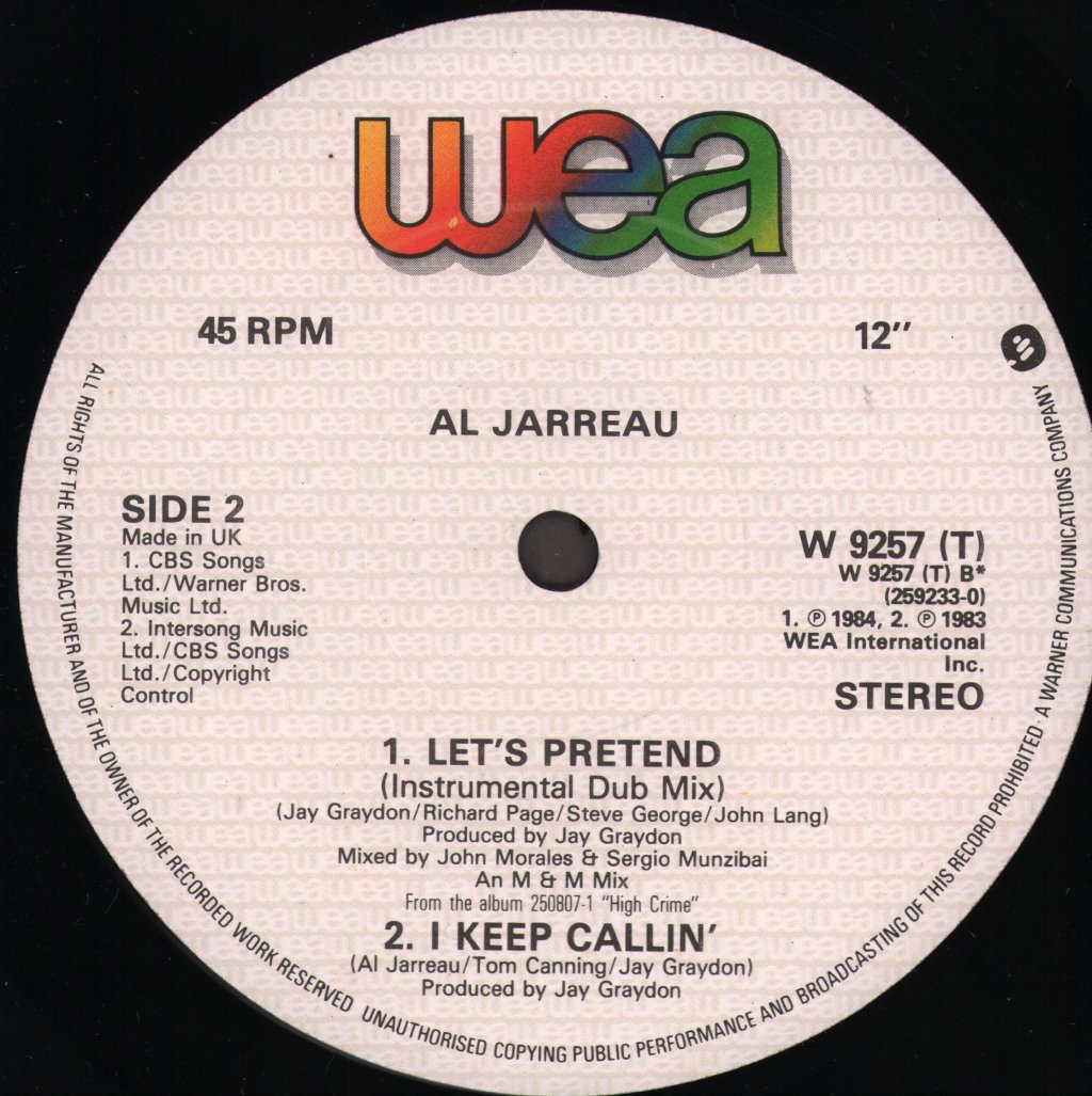 Al Jarreau - Let's Pretend / I Keep Callin' - 12 Inch