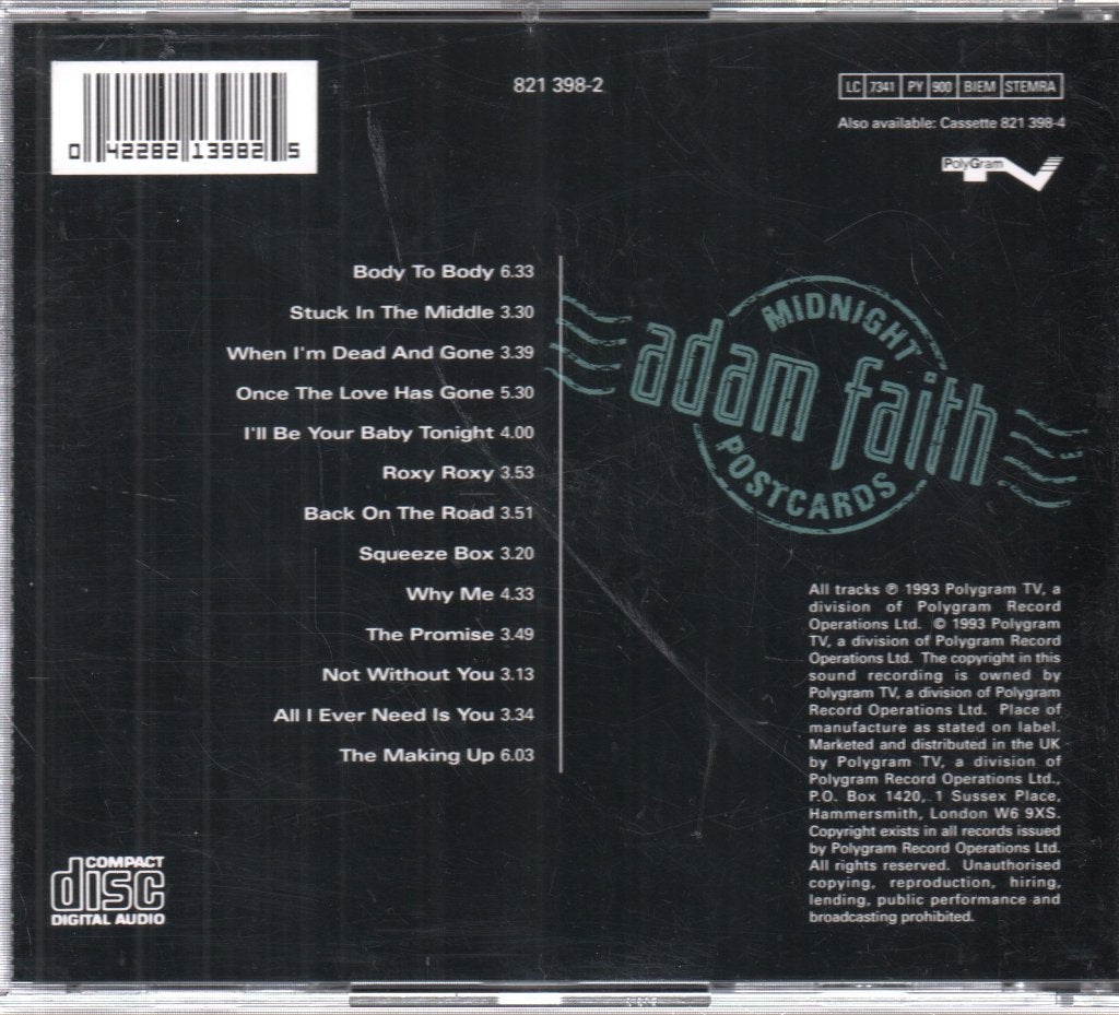 Adam Faith - Midnight Postcards - Cd