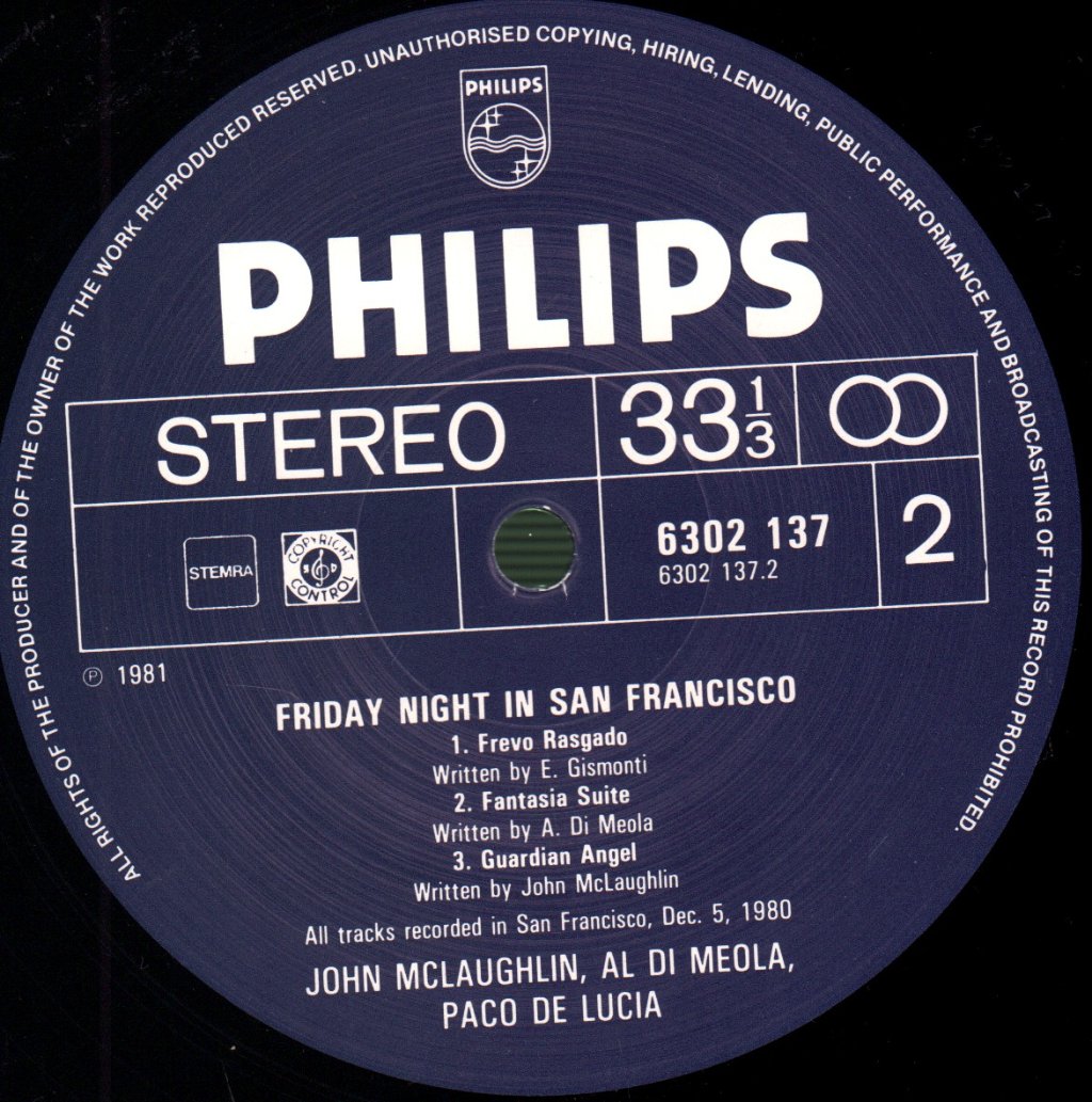 John McLaughlin / Al Di Meola / Paco De Lucia - Friday Night In San Francisco - Lp