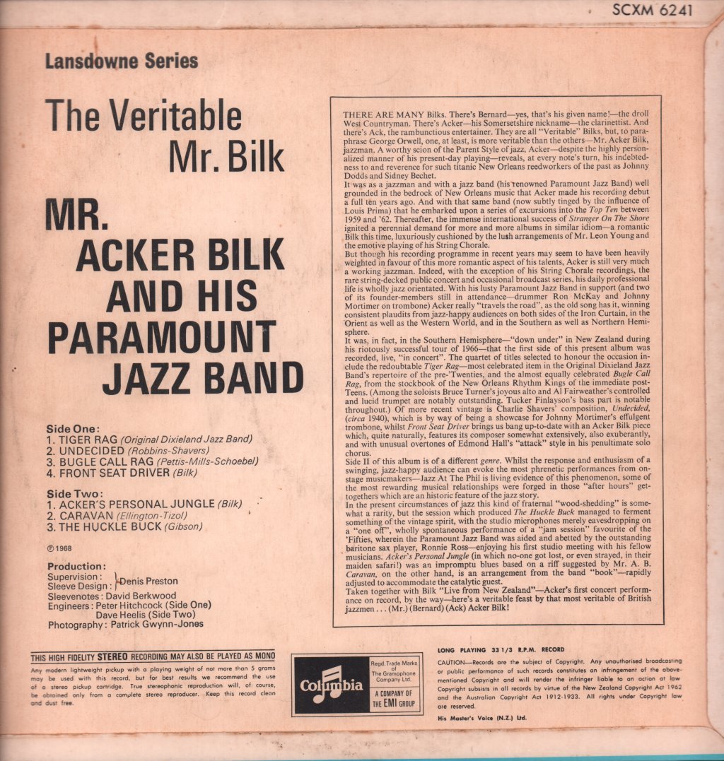 Acker Bilk And His Paramount Jazz Band - Veritable Mr. Bilk - Lp