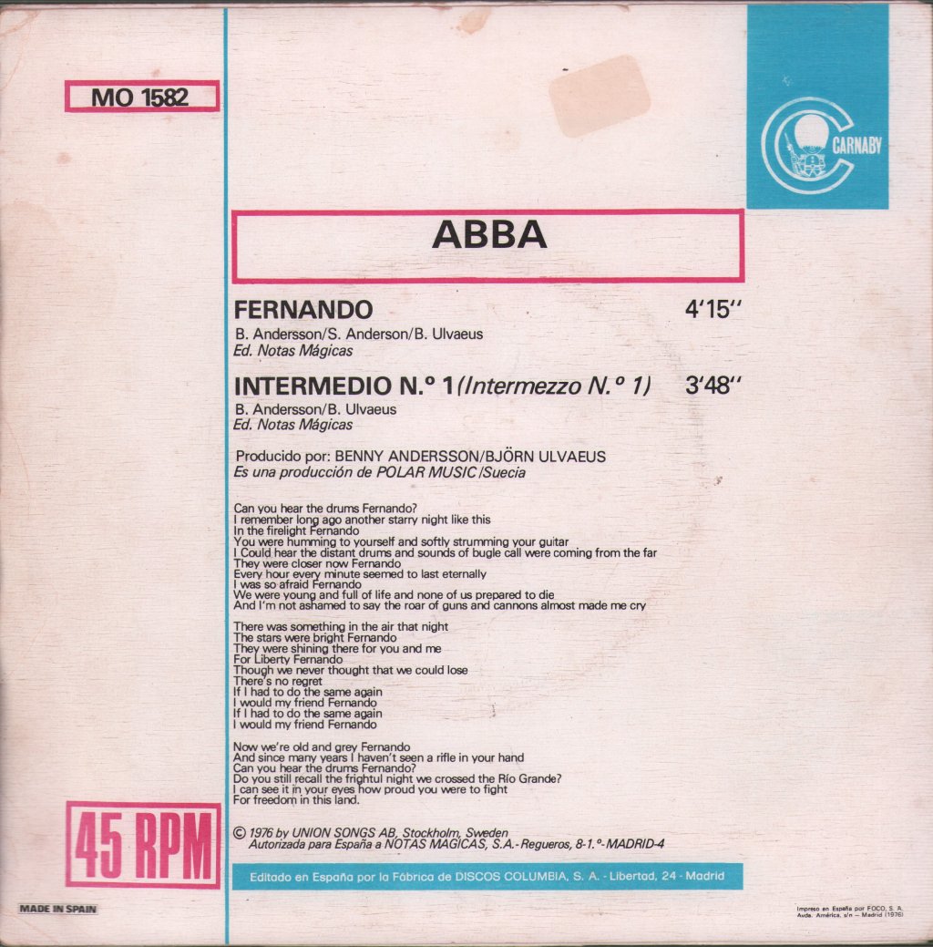 ABBA - Fernando - 7 Inch