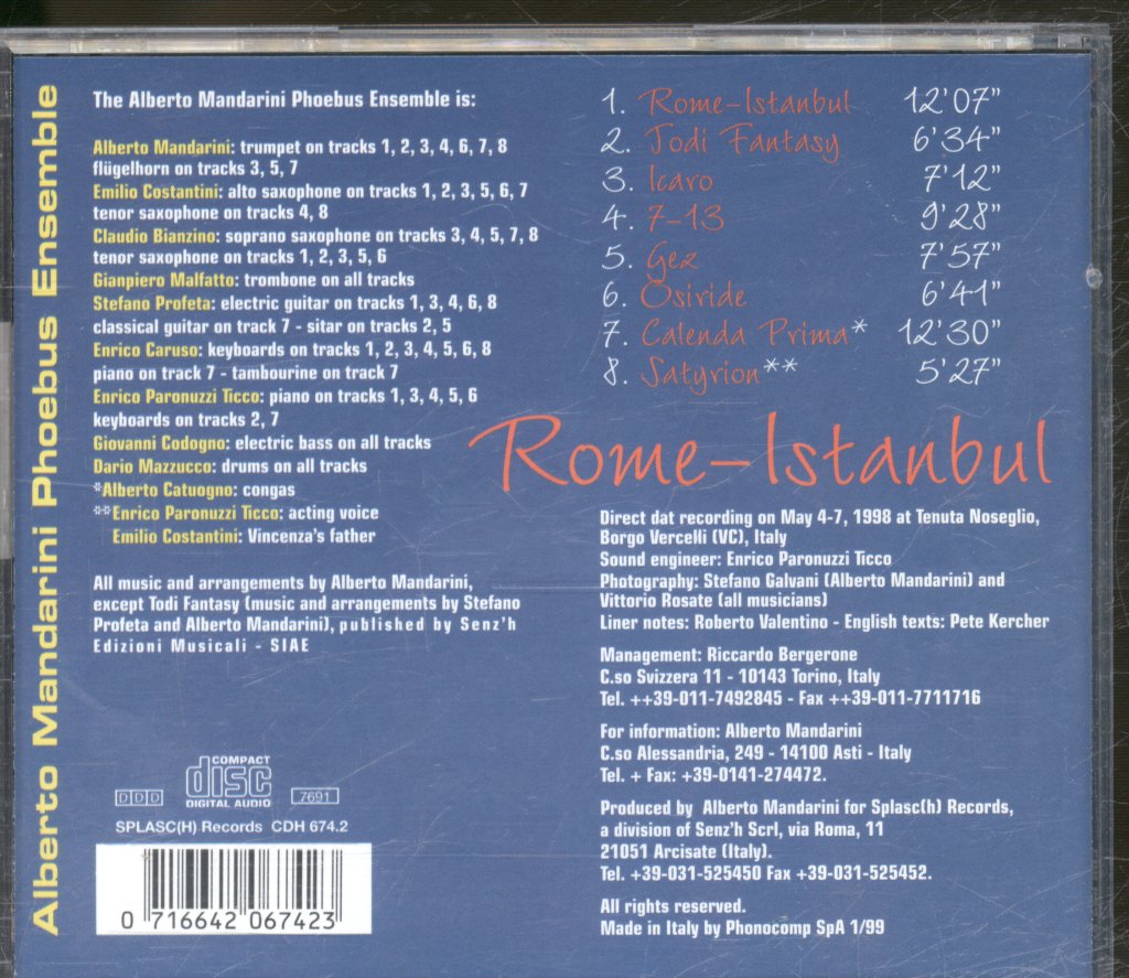 Alberto Mandarini Phoebus Ensemble - Rome-Istanbul - Cd