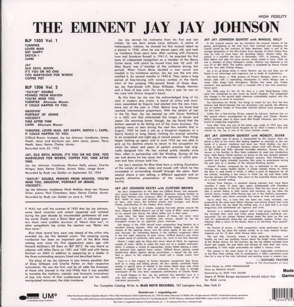 Jay Jay Johnson - Eminent Jay Jay Johnson, Volume One - Lp