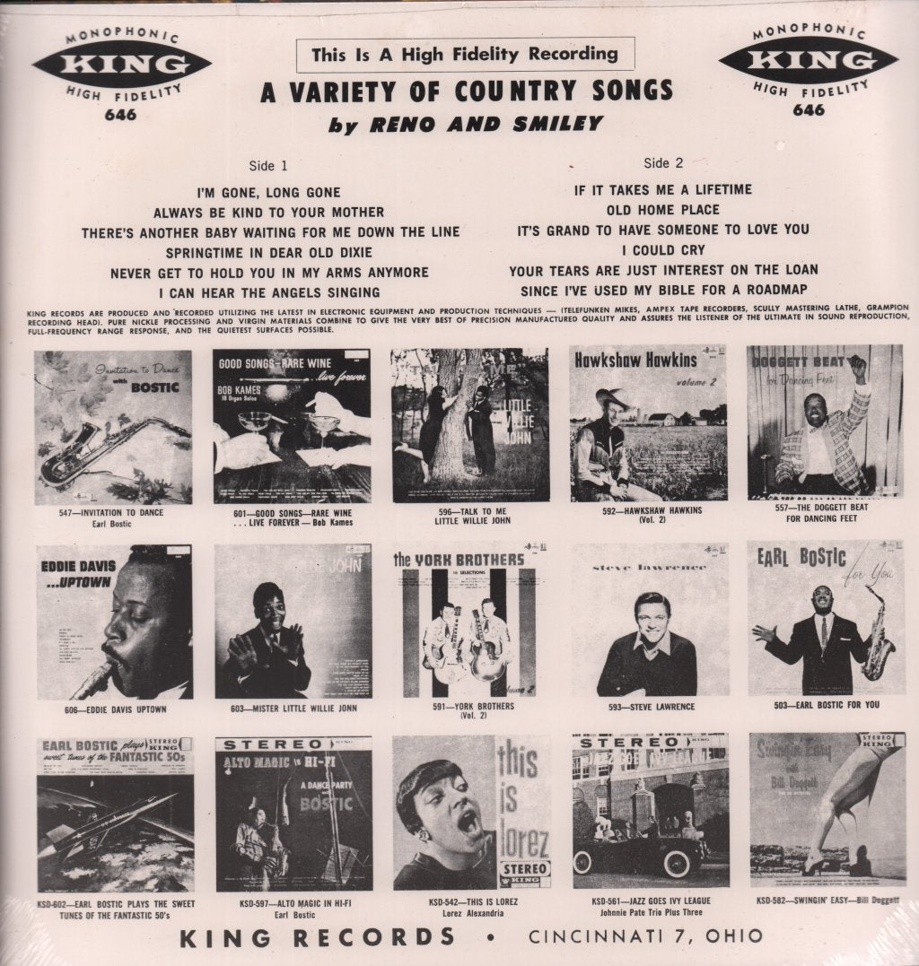 Reno And Smiley - A Variety Of Country Songs - Lp