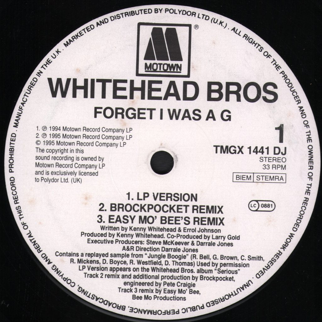 Whitehead Bros - Forget I Was A G - 12 Inch