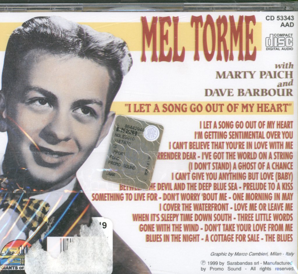 Mel Torme - I Let A Song Go Out Of My Heart - Cd