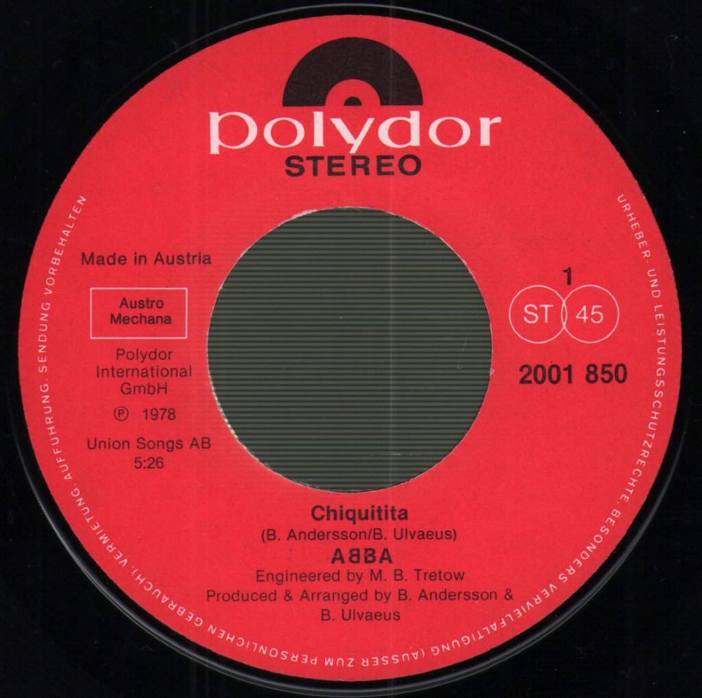 ABBA - Chiquitita c/w Lovelight - 7 Inch