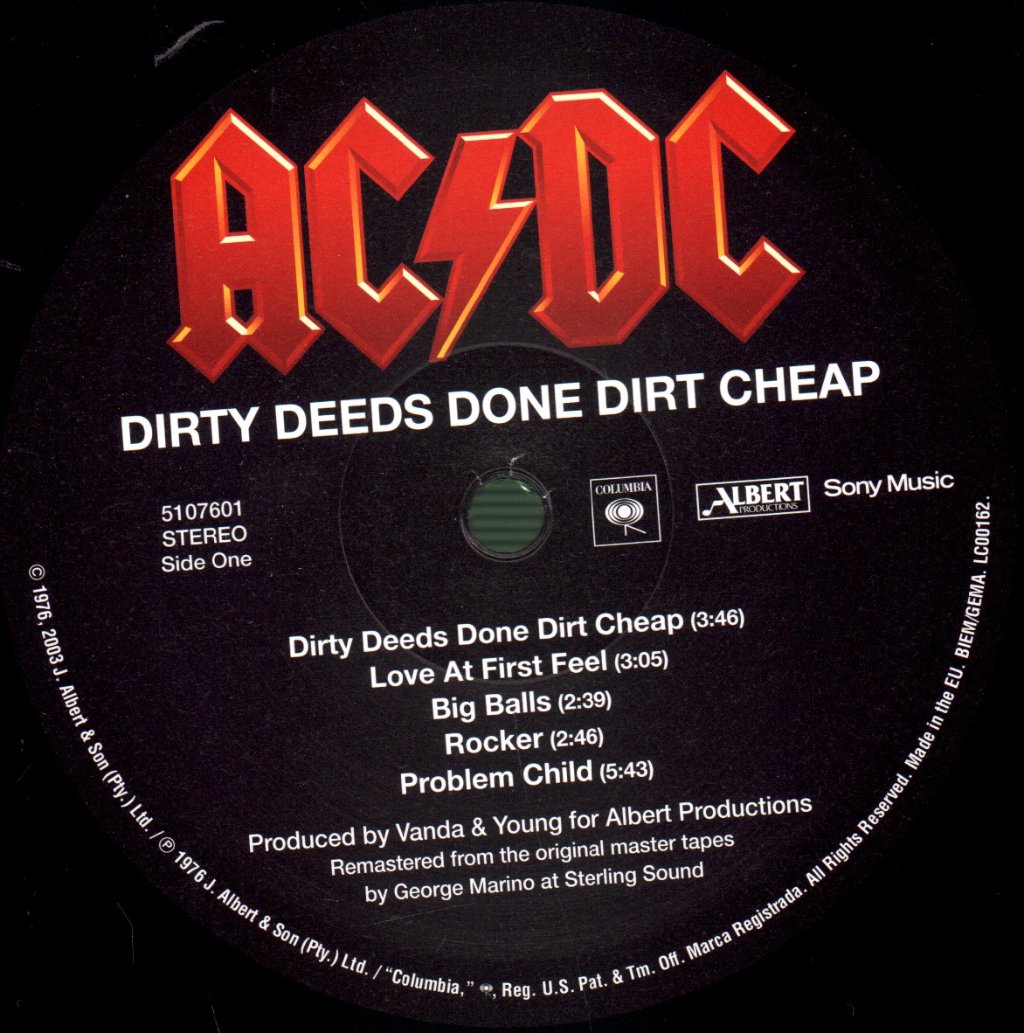 AC/DC - Dirty Deeds Done Dirt Cheap - Lp