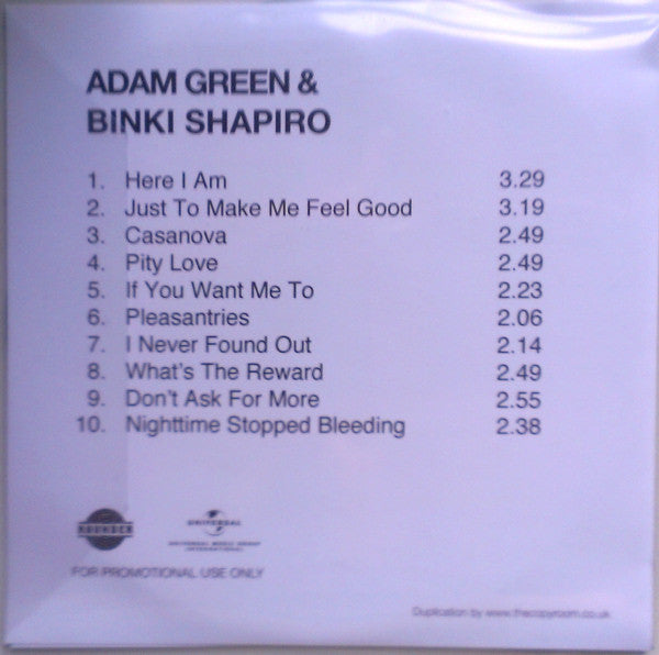 Adam Green and Binki Shapiro - Adam Green & Binki Shapiro - Cdr