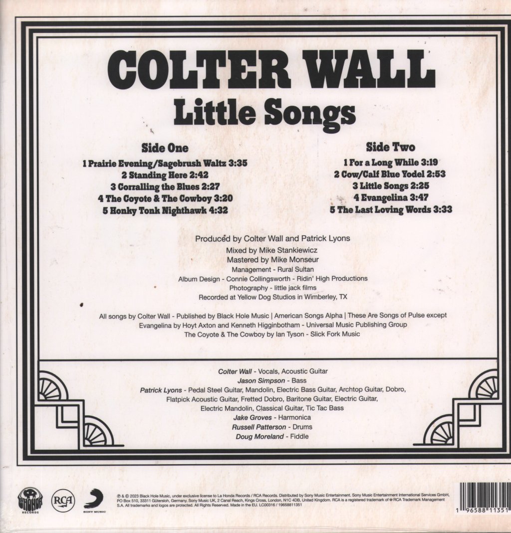 Colter Wall - Little Songs - Lp