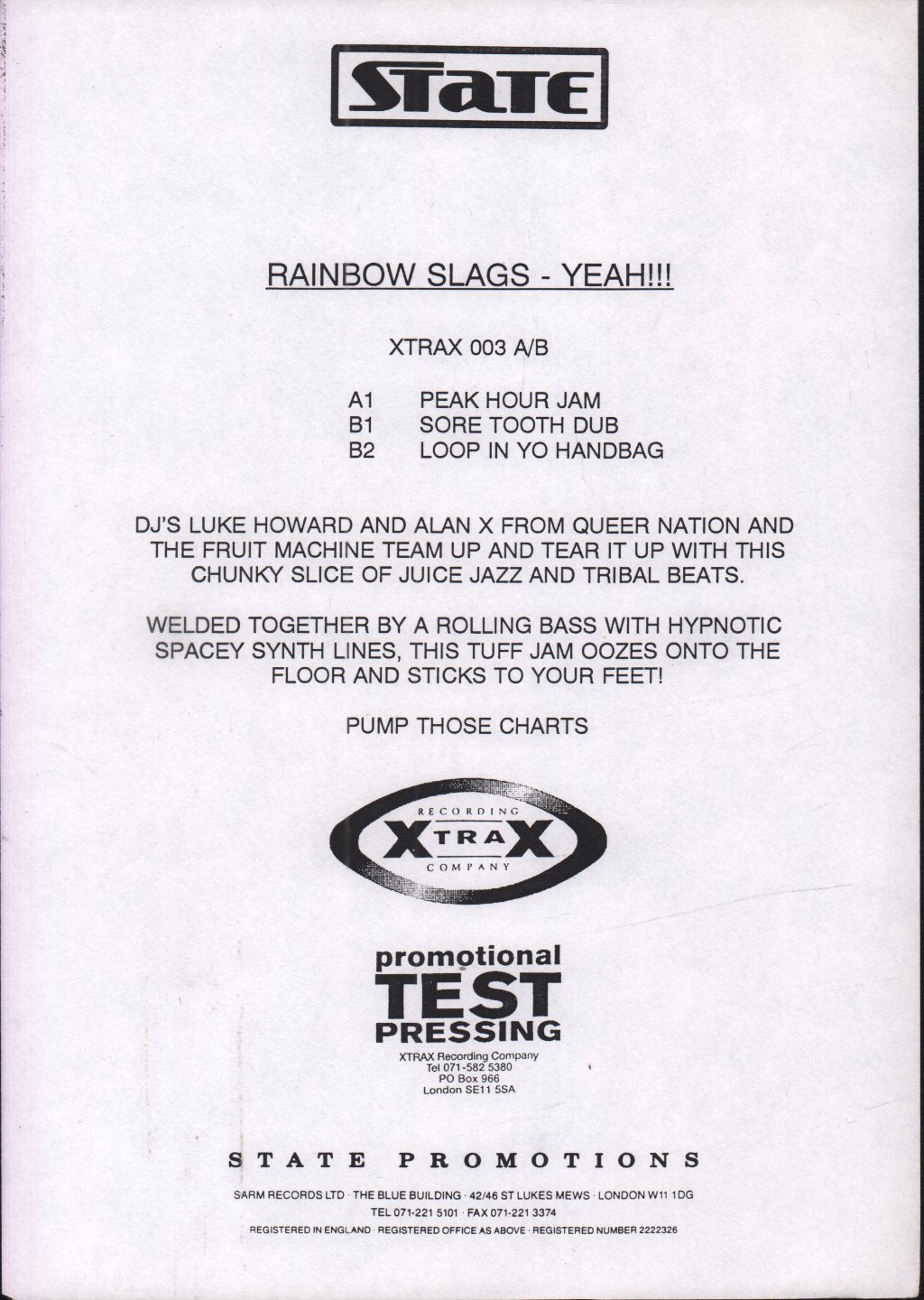 Rainbow Slags - Yeah - 12 Inch