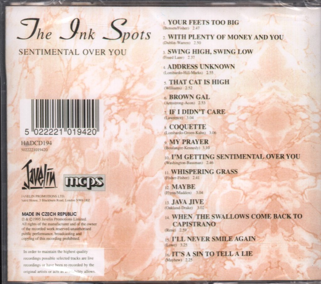 Ink Spots - sentimental over you - Cd