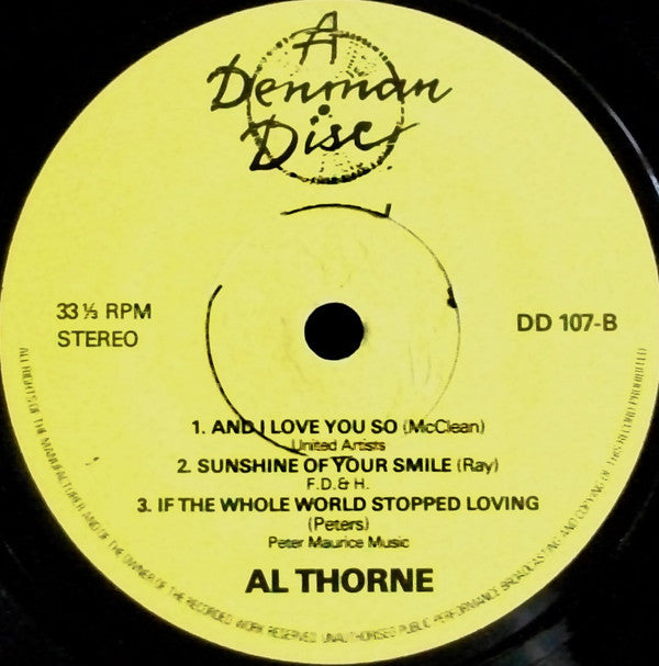 Al Thorne - Yours In Song - 7 Inch