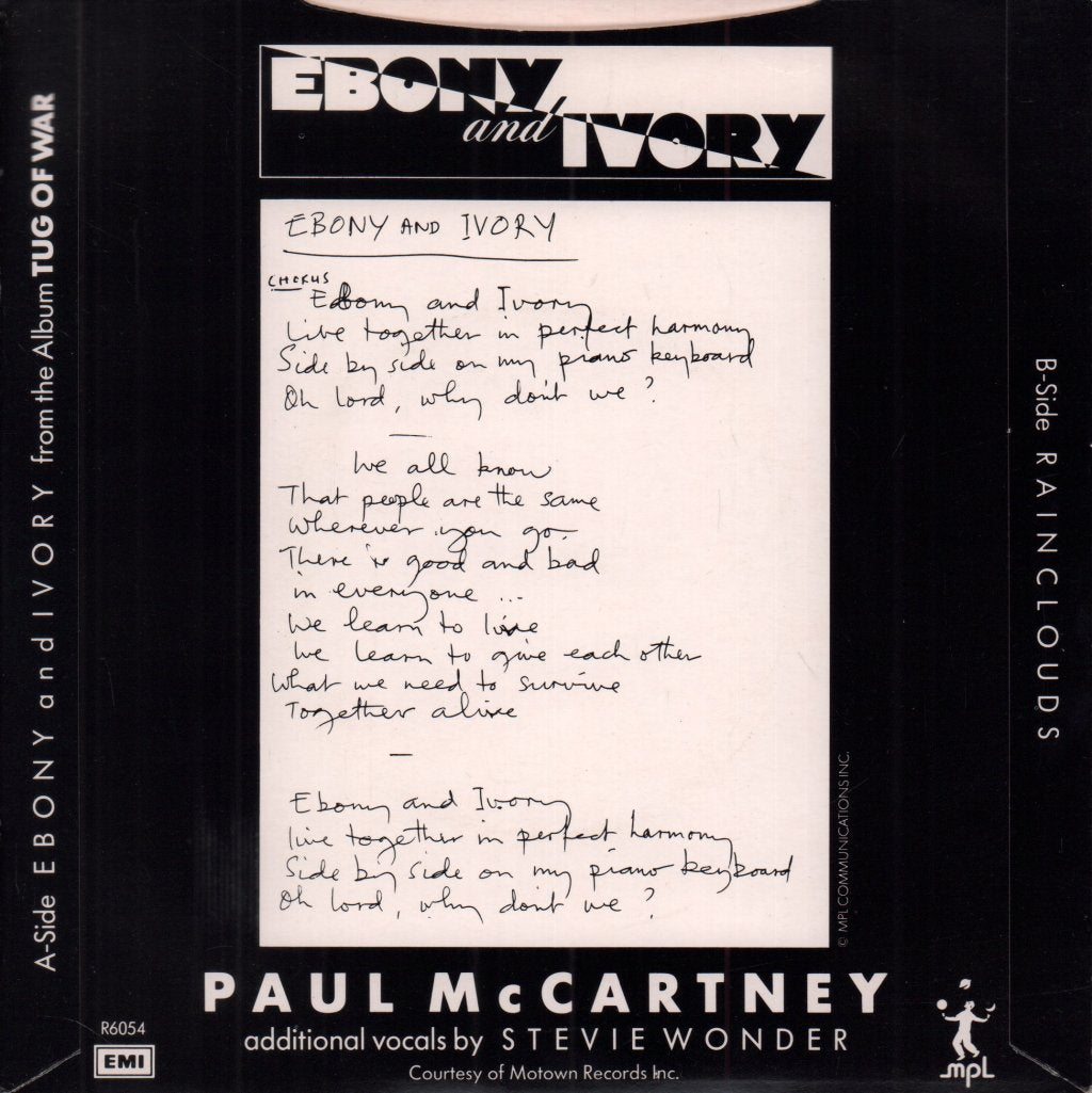 Paul Mccartney And Stevie Wonder - Ebony And Ivory - 7 Inch