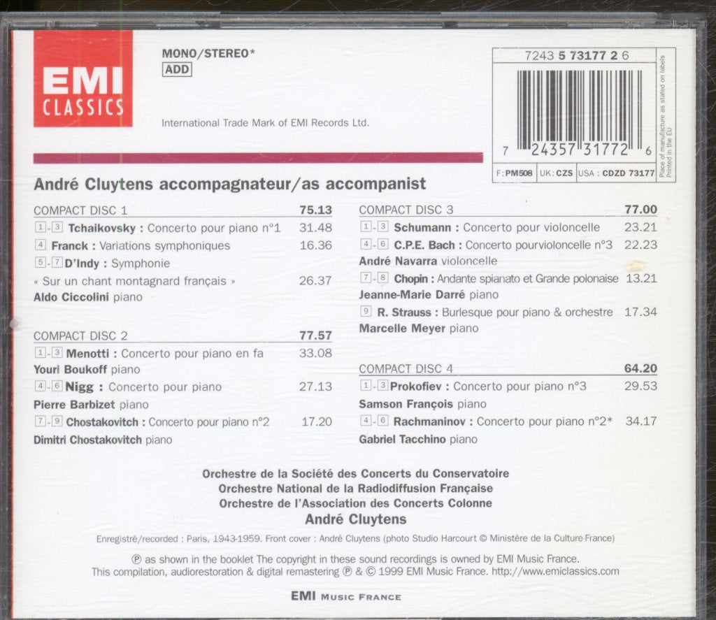 André Cluytens - Accompagnateur - Cd Set