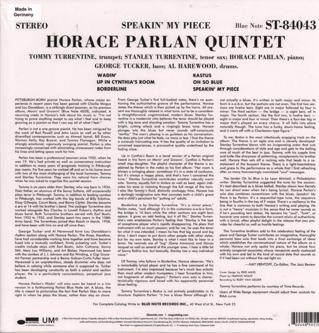 Horace Parlan - Speakin' My Piece - Lp