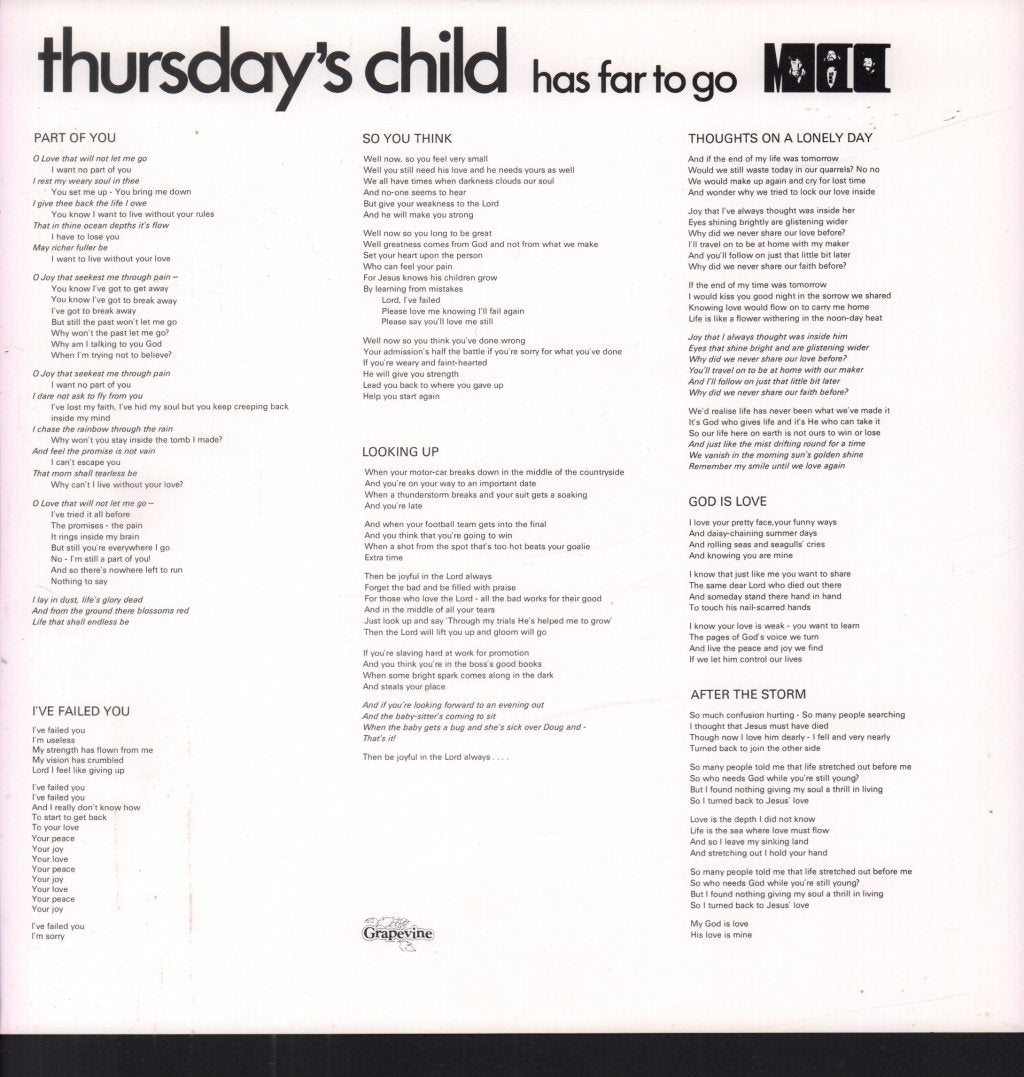 m.c.c. - Thursday's Child Has Far To Go - Lp