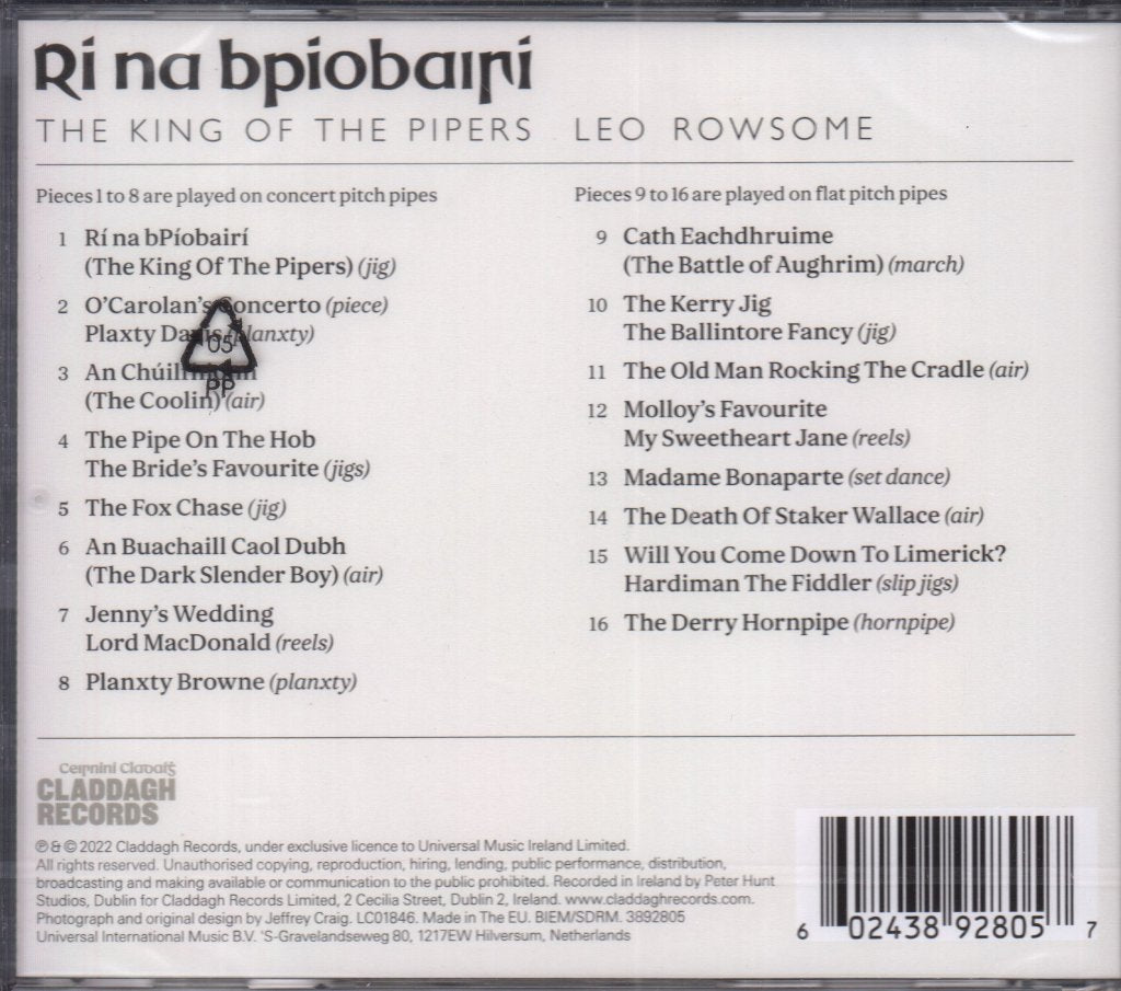 Leo Rowsome - Ri Na bPiobairi The King Of The Pipers - Cd