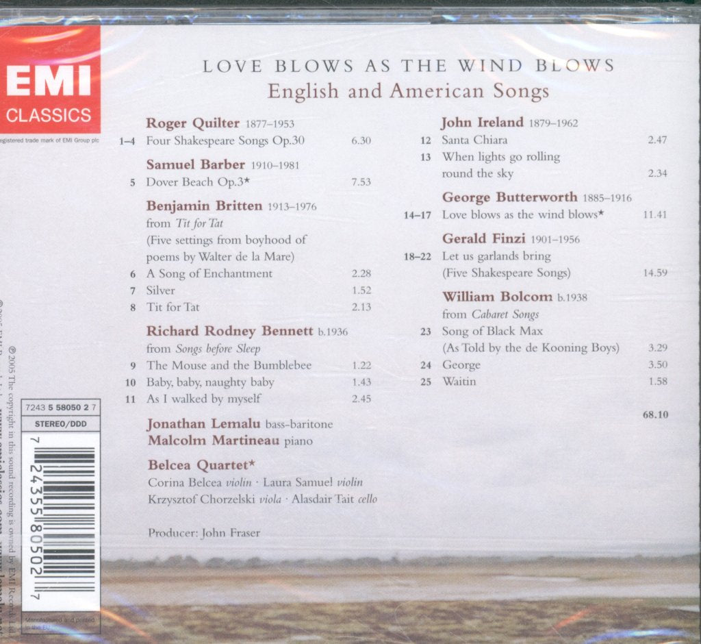 Jonathan Lemalu, Malcolm Martineau, Belcea Quartet - Love Blows As The Wind Blows - Cd