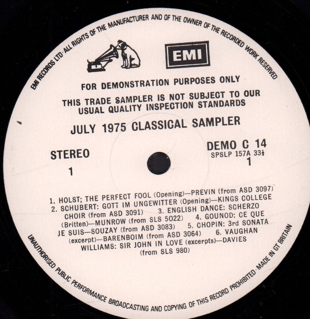 Various Artists - july 1975 classical sampler - Lp