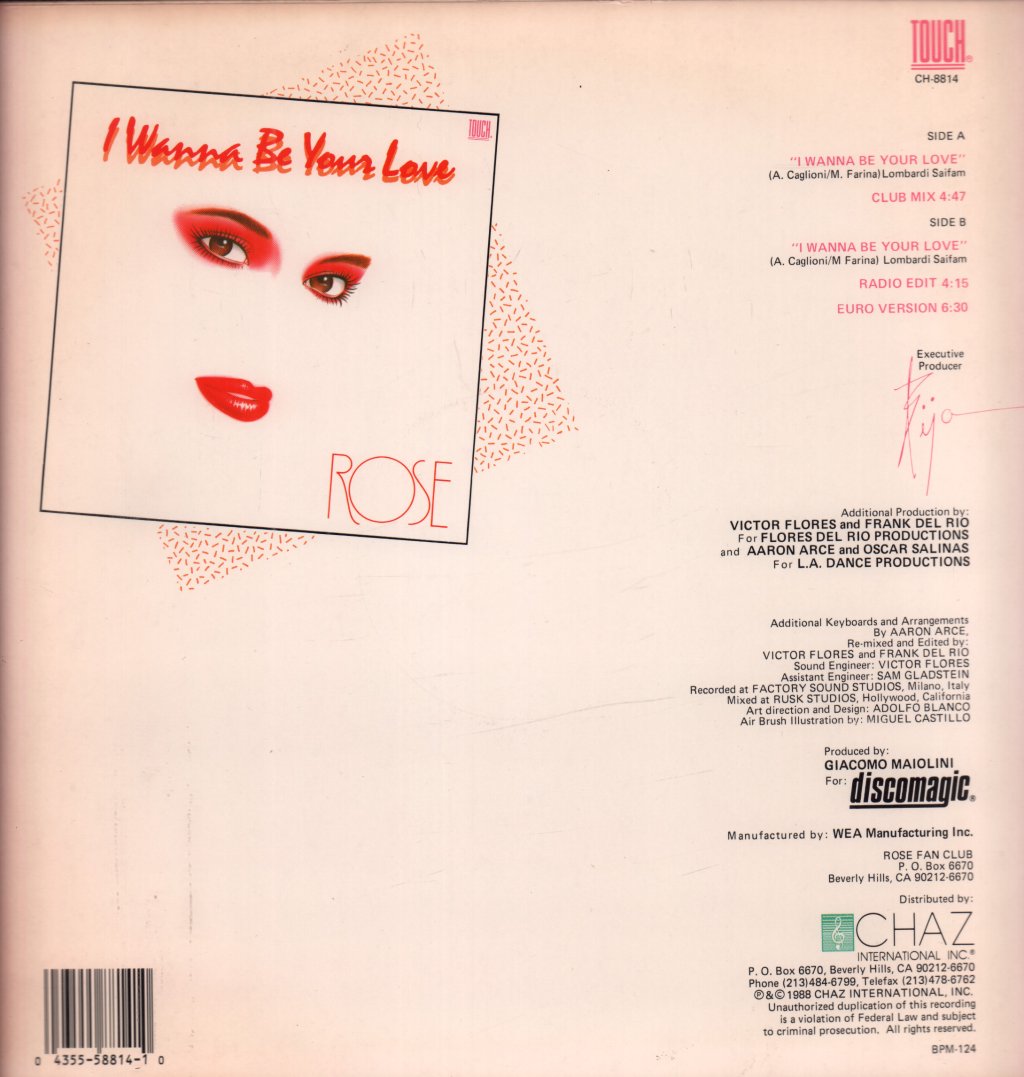 Rose (80'S Rock Group) - I Wanna Be Your Love - 12 Inch