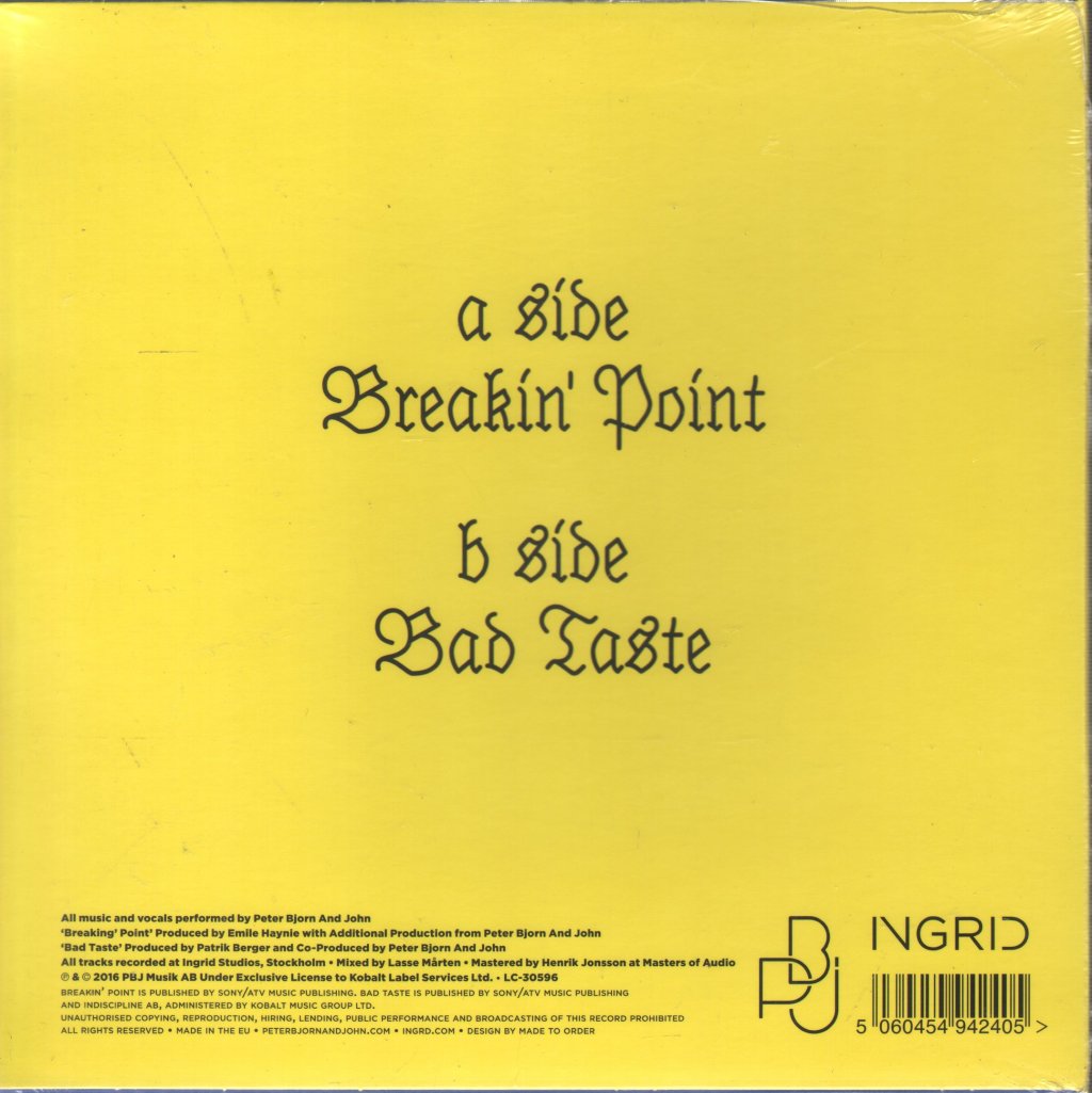 Peter Bjorn And John - Breakin' Point - 7 Inch