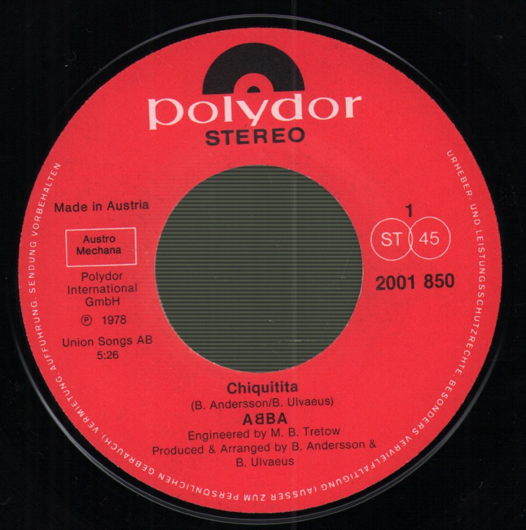 ABBA - Chiquitita c/w Lovelight - 7 Inch