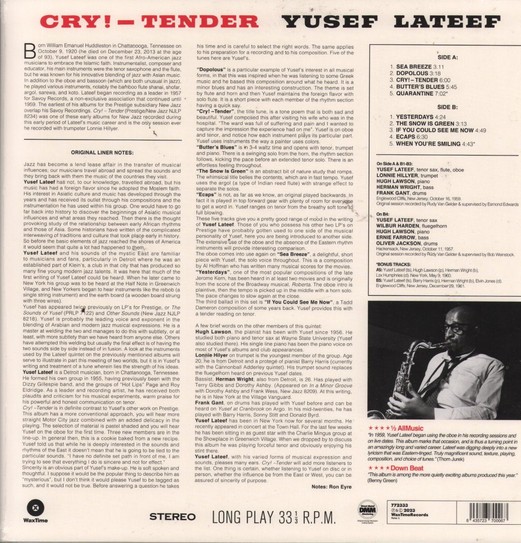 Yusef Lateef - Cry! - Tender - Lp