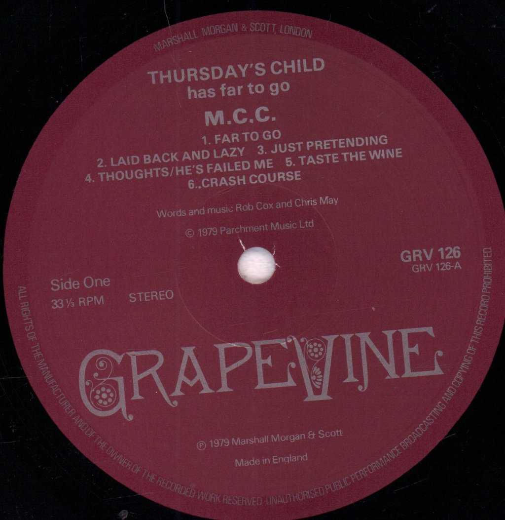 m.c.c. - Thursday's Child Has Far To Go - Lp