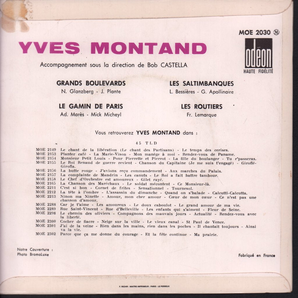 Yves Montand - Grands Boulevards - 7 Inch