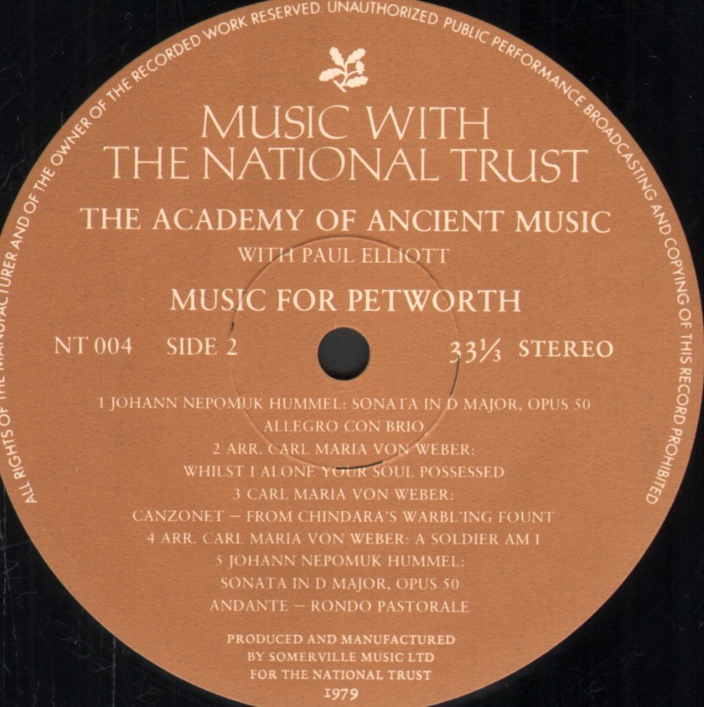 Academy Of Ancient Music / Paul Elliott - Music For Petworth - Lp