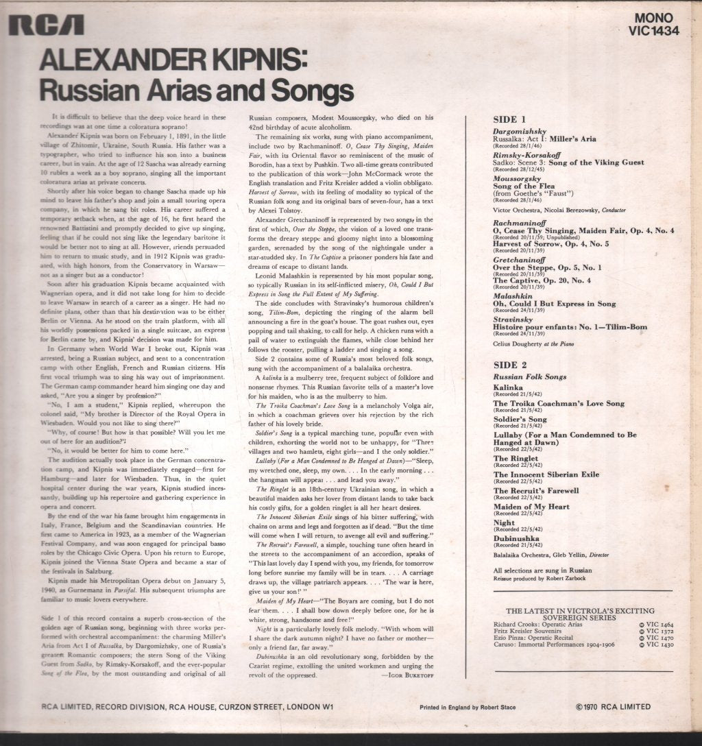 Alexander Kipnis - Russian Arias and Songs - Lp