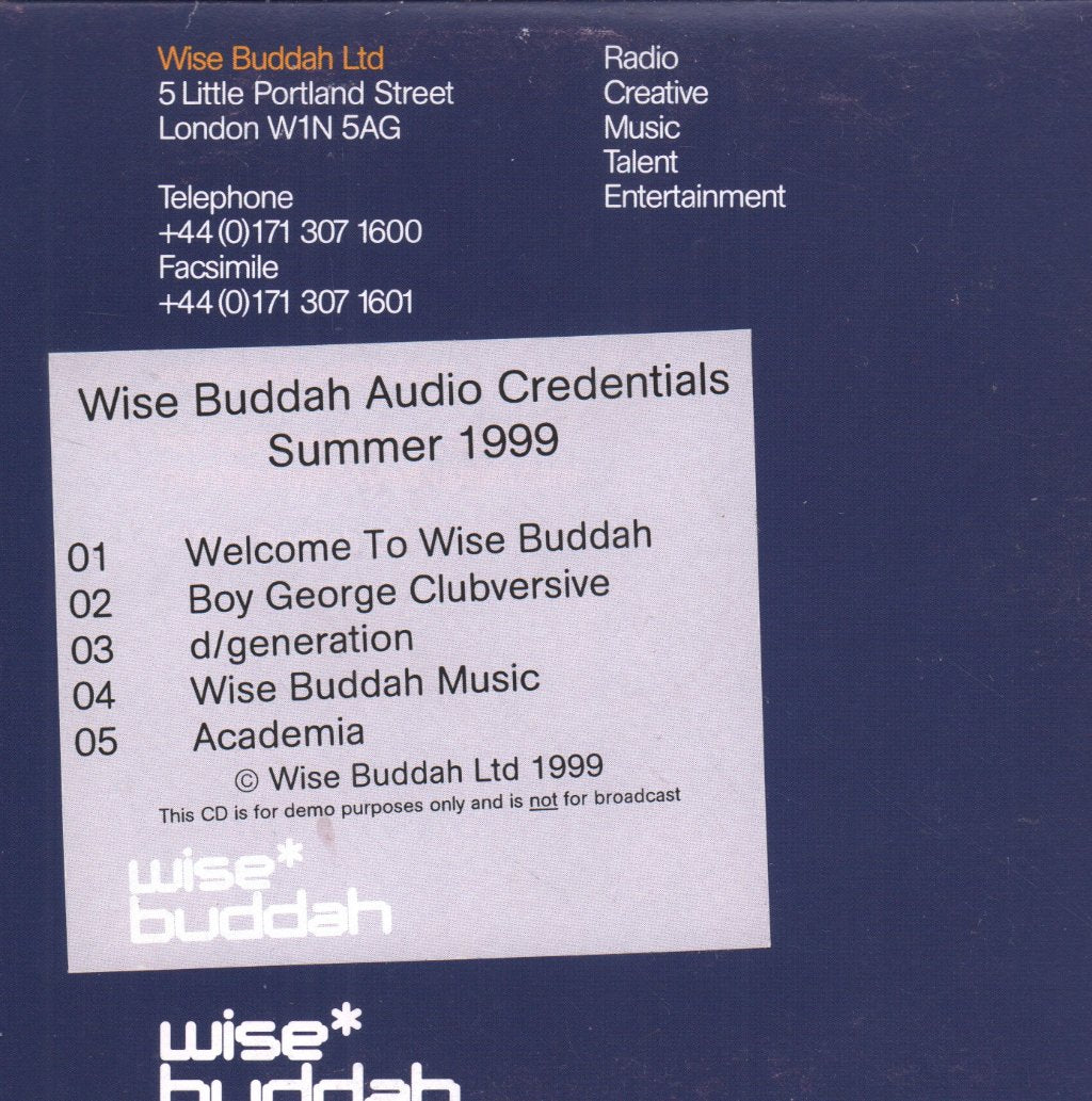 Wise Buddha Audio Credentials Summer 1999 - Wise Buddha Audio Credentials Summer 1999 - Cdr