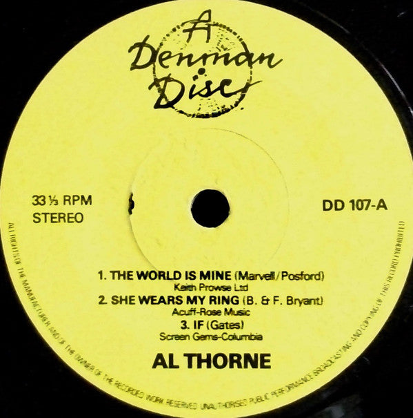 Al Thorne - Yours In Song - 7 Inch