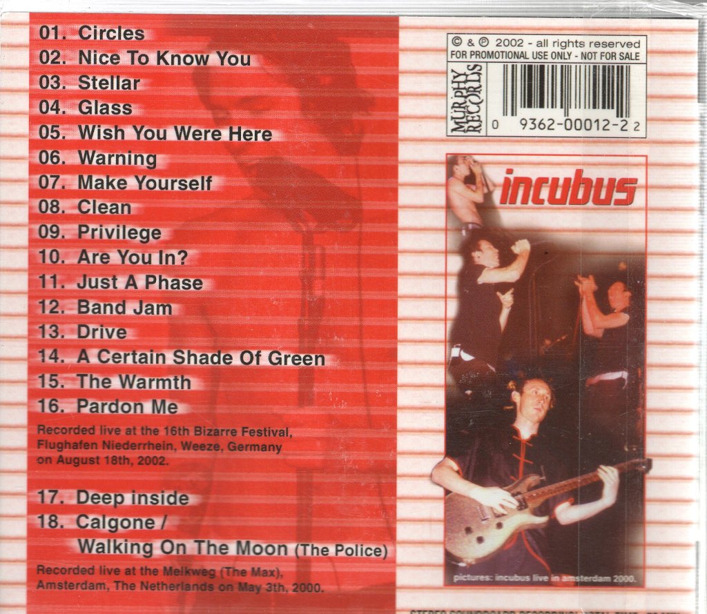 Incubus (Rock Group) - Bizarre Festival 2002 - Cd