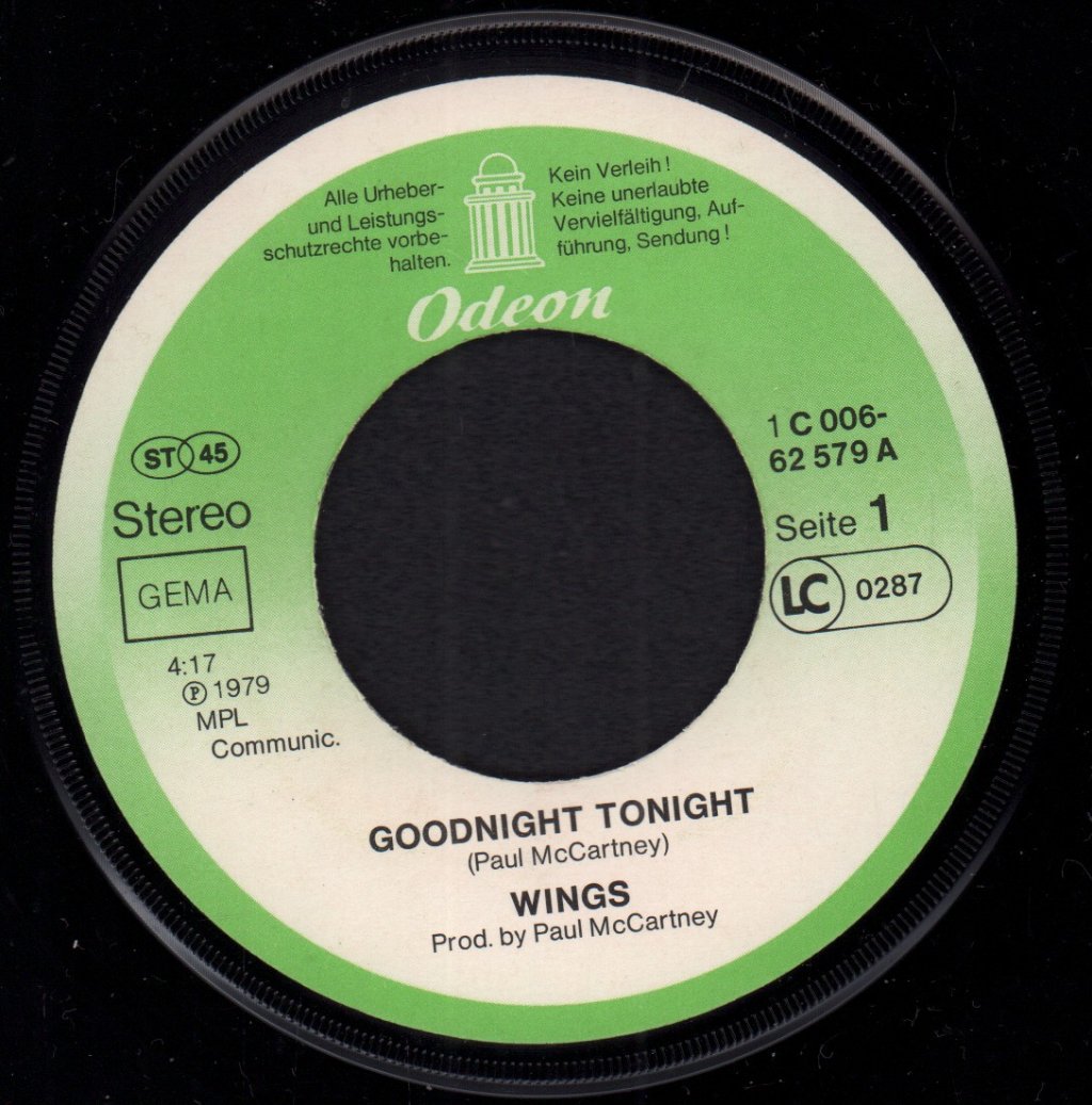 Wings - Goodnight Tonight - 7 Inch