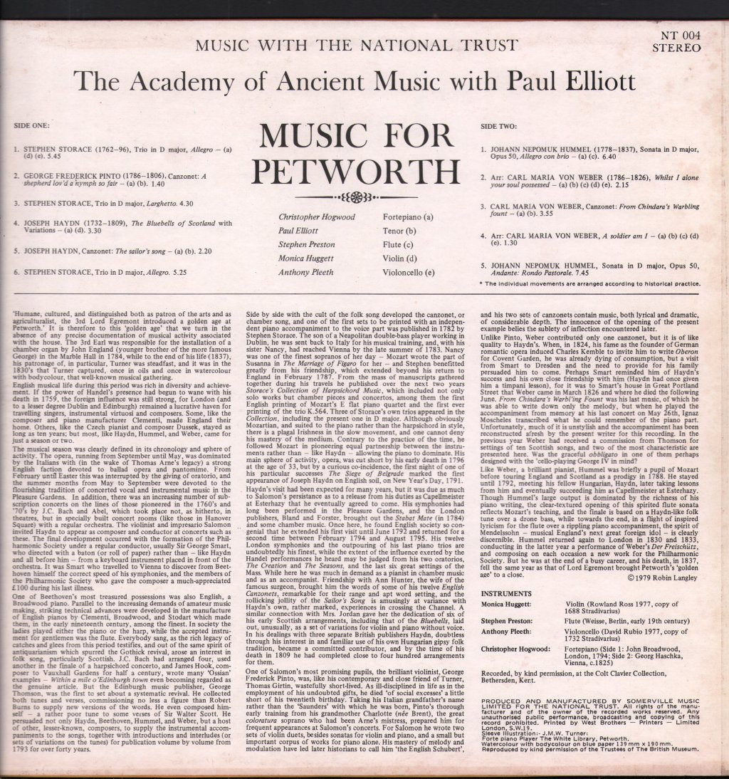 Academy Of Ancient Music / Paul Elliott - Music For Petworth - Lp