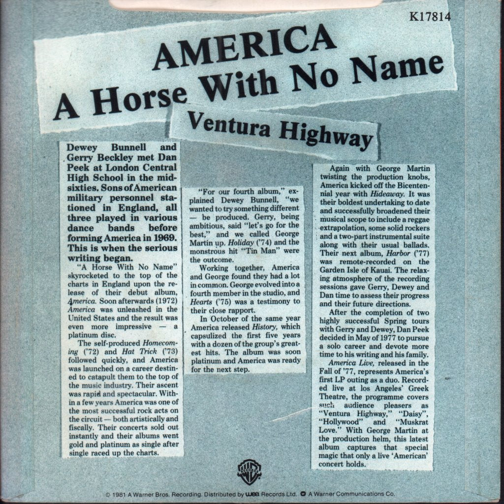 America - A Horse With No Name - 7 Inch