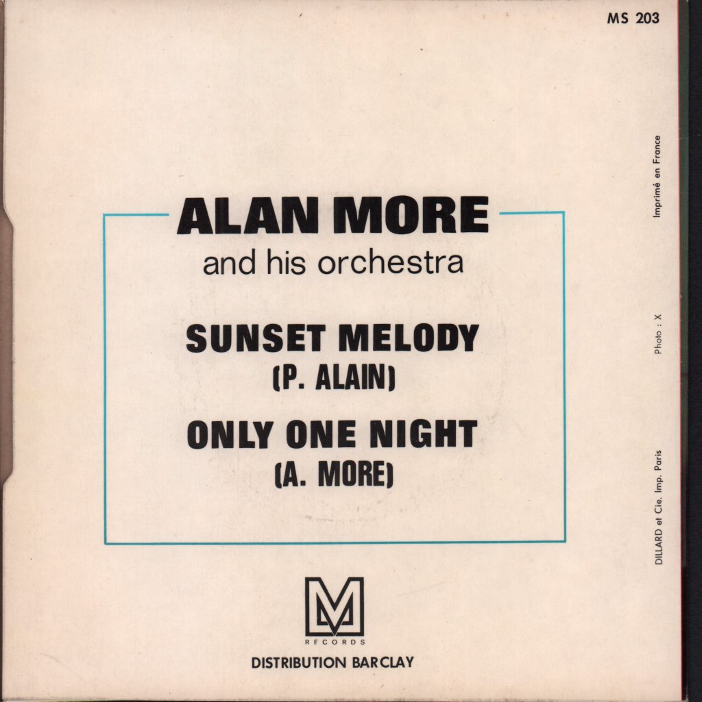 alan more and his orchestra - Sunset Melody - 7 Inch